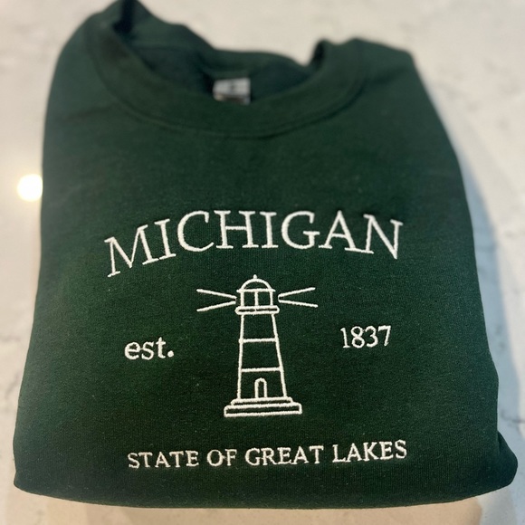 Embroidered Michigan Great Lakes Graphic Crewneck - Picture 2 of 4
